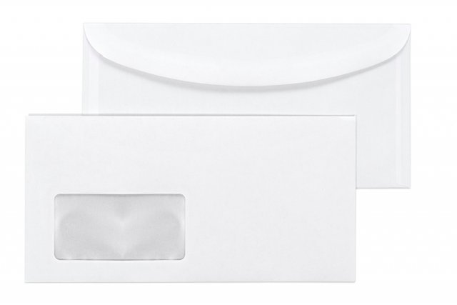 Briefumschläge DIN Lang+, Weiß mit Fenster