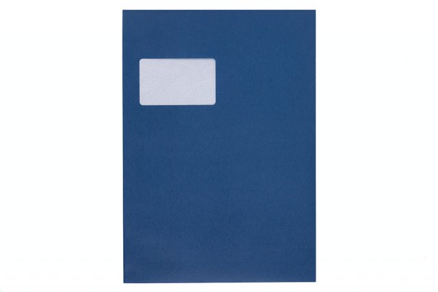 Briefumschläge DIN C4 haftklebend mit Fenster, Druck Dunkelblau