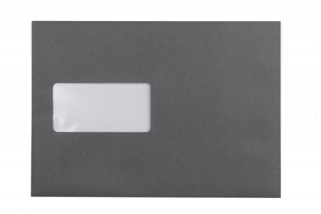 Briefumschläge DIN C5 haftklebend mit Fenster, Druck Dunkelgrau