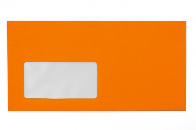 Briefumschläge DIN Lang mit Fenster, Neon Orange