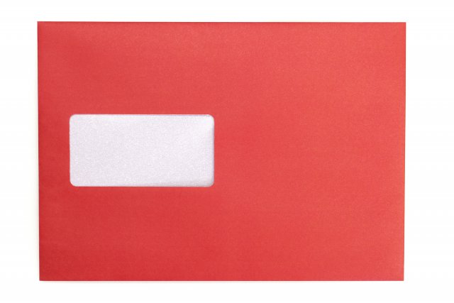 Briefumschläge DIN C5 haftklebend mit Fenster, Druck Rot