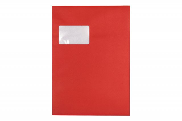 Briefumschläge DIN C4 haftklebend mit Fenster, Druck Rot