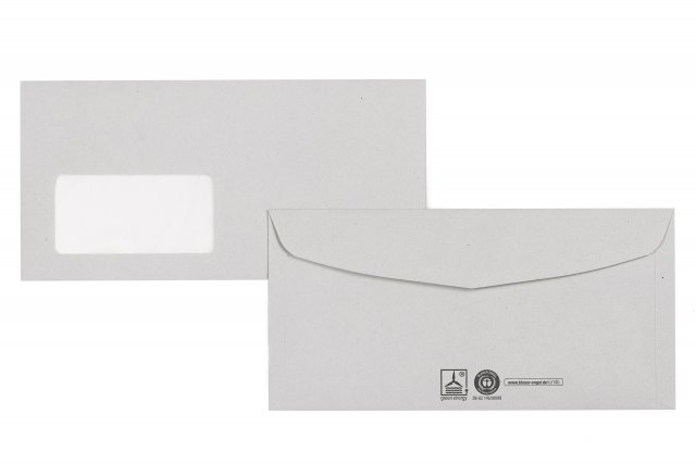 Briefumschläge DIN Lang+, Recycling Grau mit Fenster