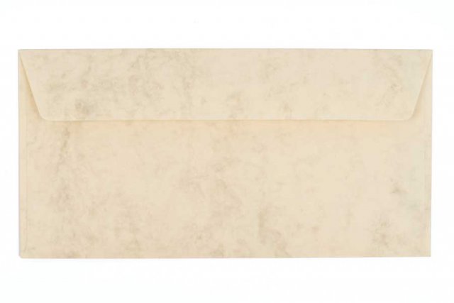 Briefumschläge DIN Lang haftklebend, marmoriert Creme